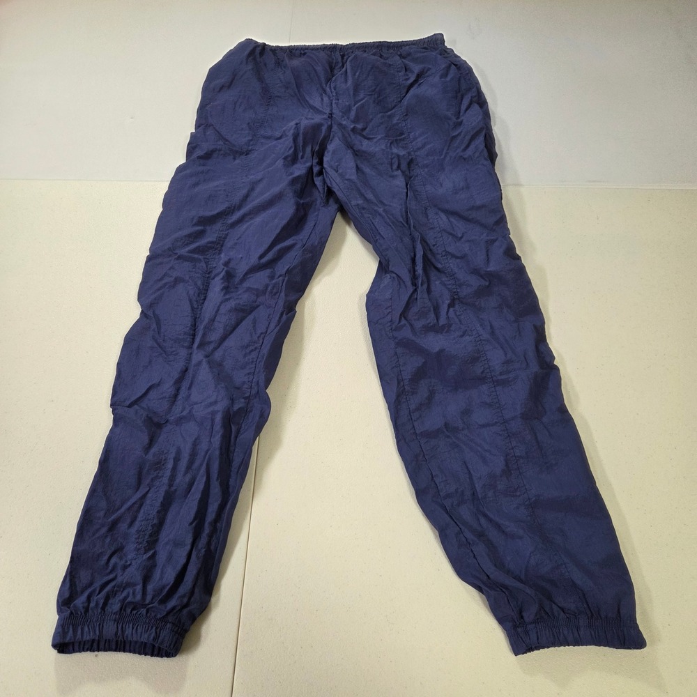 Vintage Reebok Navy Blue Nylon Track Pants Mens Large 90s Windbreaker Joggers